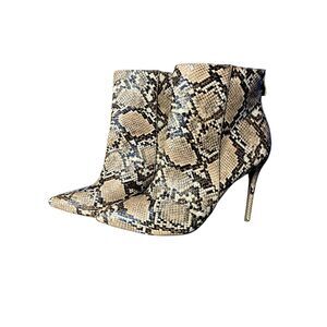 Wild Diva Lounge Womens Snakeskin Ankle Bootie Stiletto Heel Sz 8 Glam Prom Chic